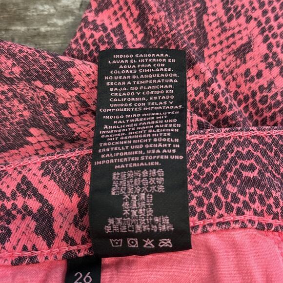 J Brand Jean Women 26 Neon Pink Boa Photo Ready Mid Rise Skinny Animal Print NEW - Picture 7 of 16